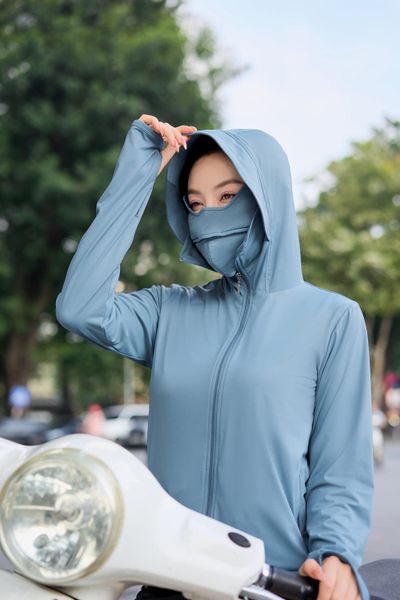 Áo khoác chống nắng dáng ngắn 2 lớp gấu suông chất liệu ice text công nghệ sợi lạnh, UPF50+