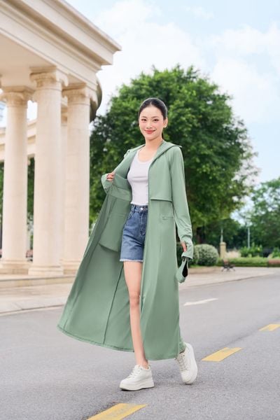 Áo chống nắng dáng dài 2 tầng chất liệu sợi lạnh 2 lớp làm mát tức thì 2025