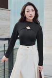  Áo tăm kim sa Cardina dáng dài tay cutout cao cổ thời trang, cá tính 