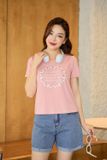  Áo phông nữ cotton cổ tròn Like yourseft họa tiết 