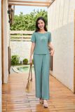  Bộ mặc nhà nữ Cardina chất liệu đũi Bamboo cổ thuyền quần dài 