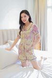  Bộ pijama mặc nhà chất lụa cao cấp, kiểu dáng cổ sen có lé Cardina 