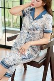  Bộ pijama lửng mặc nhà nữ Cardina họa tiết có phối chất lụa Satin 