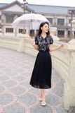  Chân váy xếp ly dáng xòe Cardina chất liệu chiffon mềm mại 