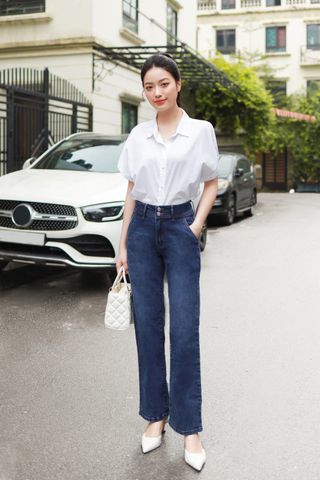 Quần Jeans Nữ Cardina Cao Cấp Dáng Ống Đứng Có Khuy Khỏe Khoắn Trẻ Trung