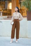  Quần suông culottes chất đũi Nhật mềm mại, khuy cài chun sau cúc trước có khóa 