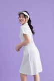  Đầm polo cổ đức có khuy chất cotton dáng thể thao tay liền 