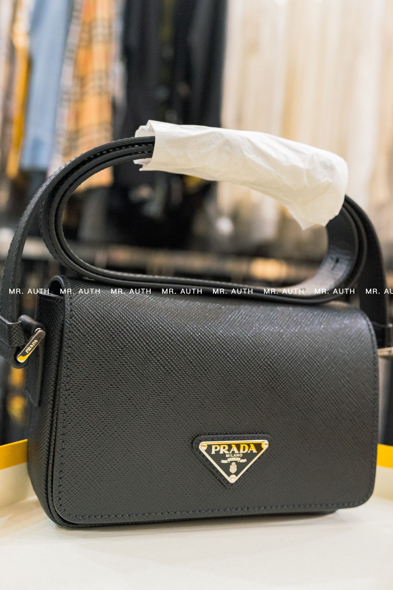 Prada Saffiano Leather Shoulder Bag.