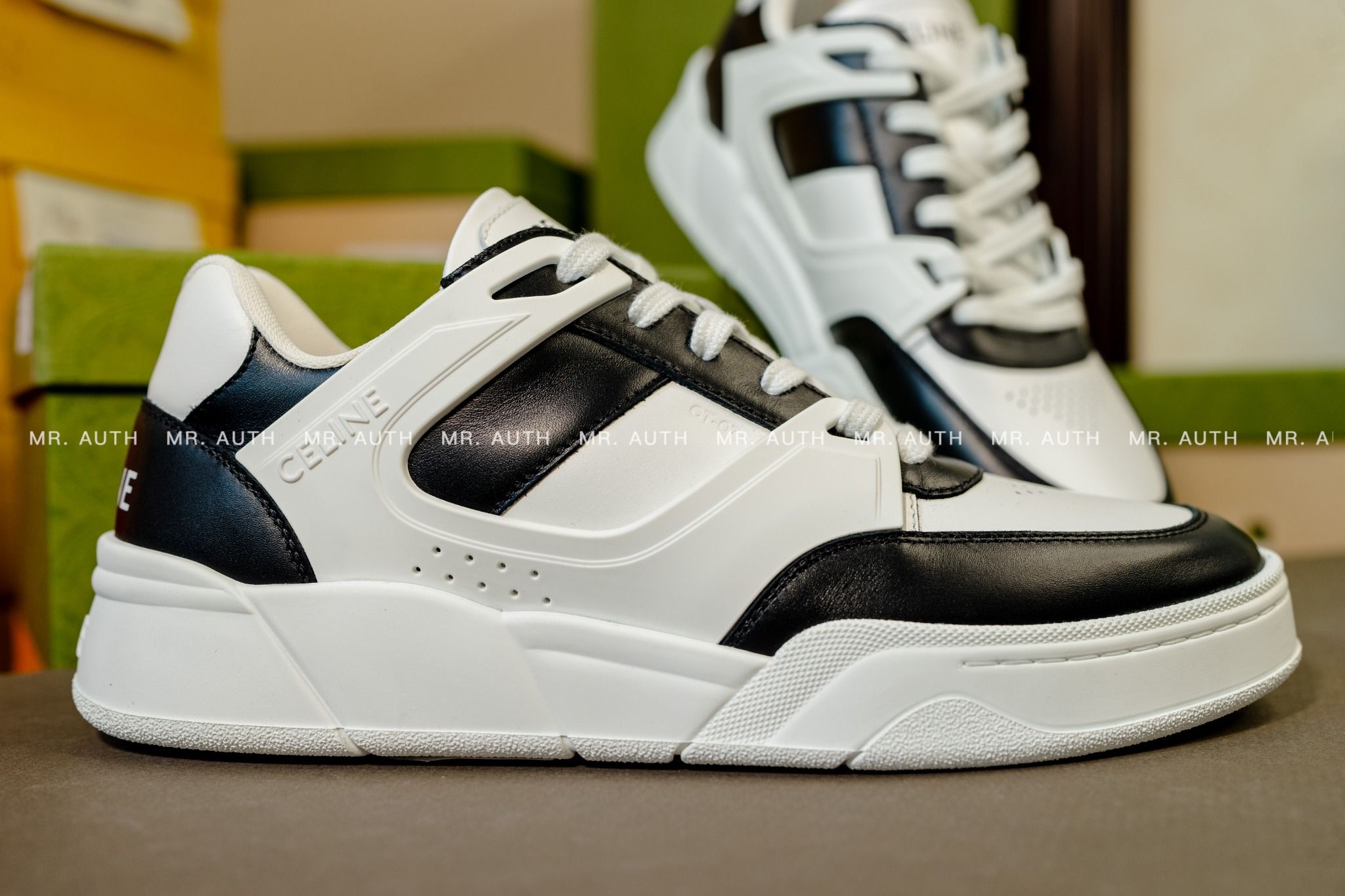 Celine Trainer CT-07 Low Lace-up Sneaker In Calfskin.