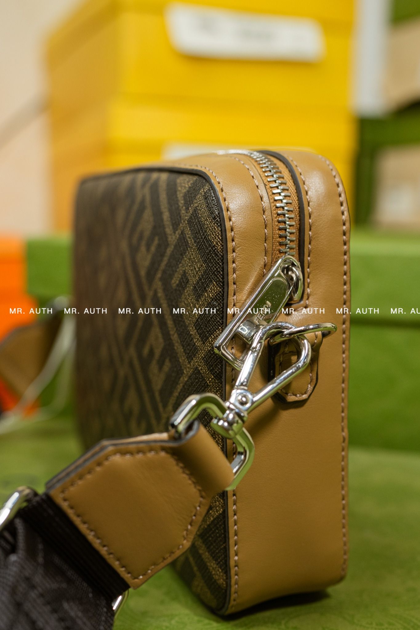 Fendi Diagonal Camera Case Multicolour leather Bag