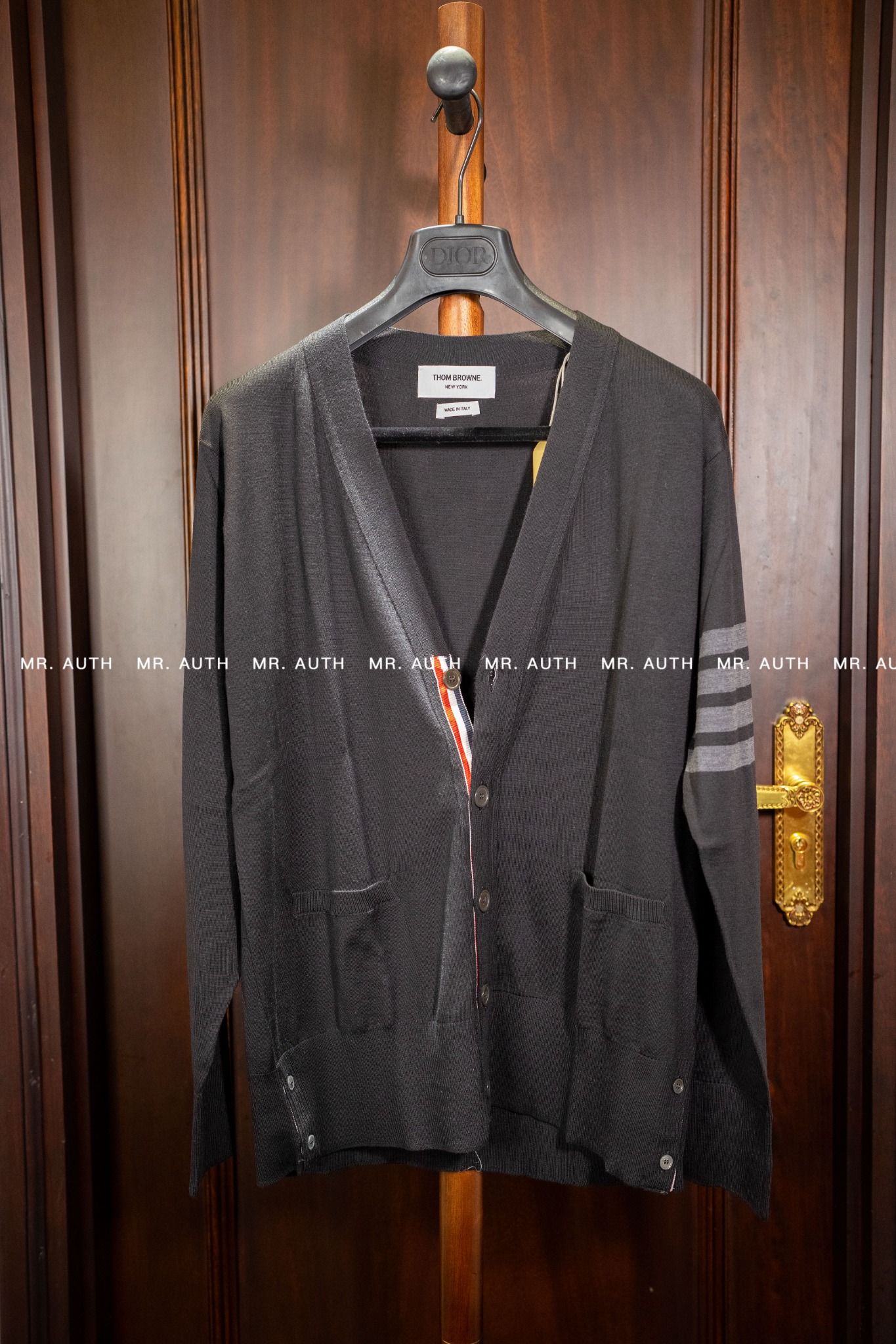 Thom Browne Wool Cassic V-Neck Cardigan