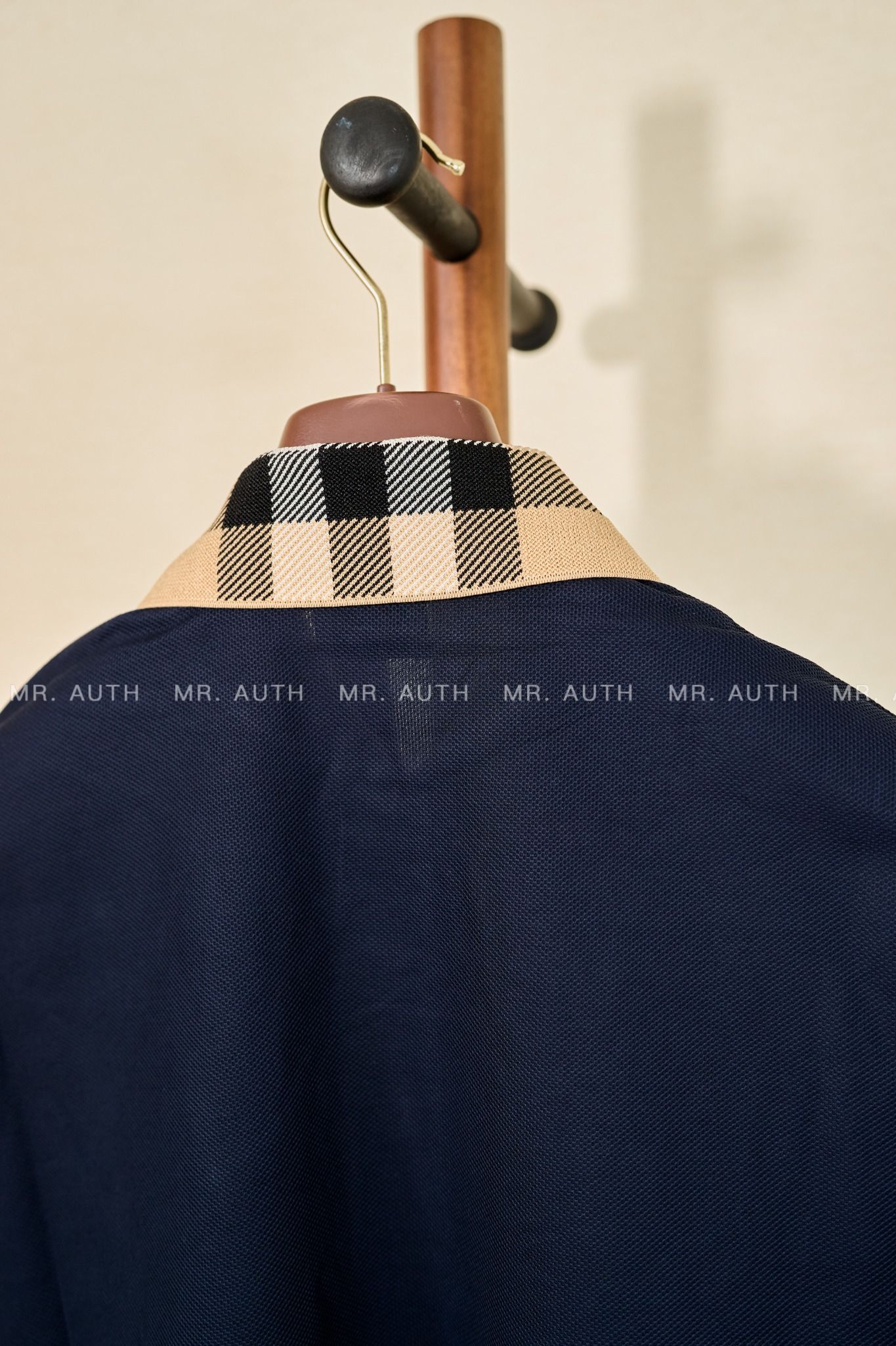 Burberry Check Collar Cotton Polo Shirt.