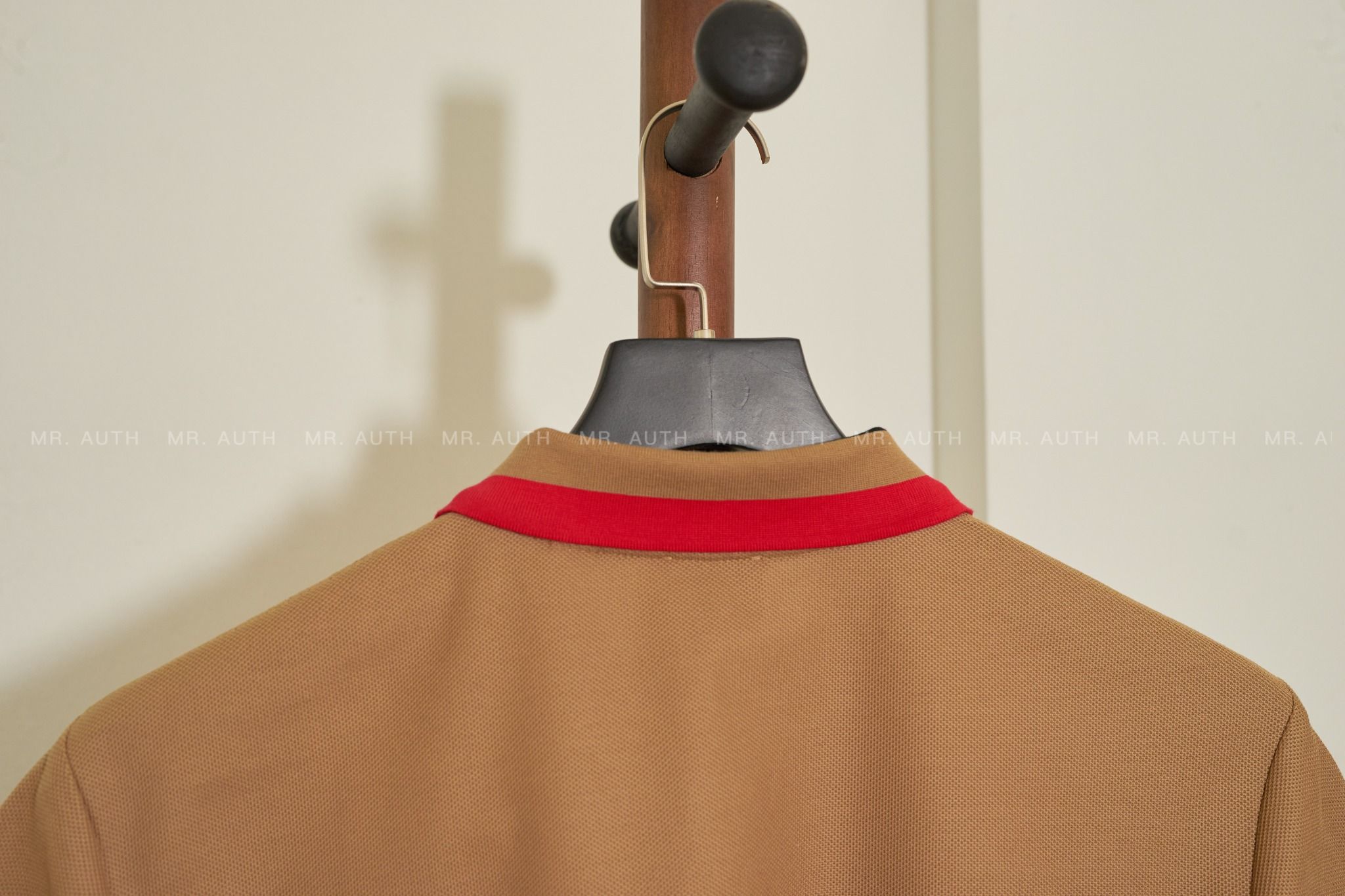 Burberry Check Collar Cotton Polo Shirt.