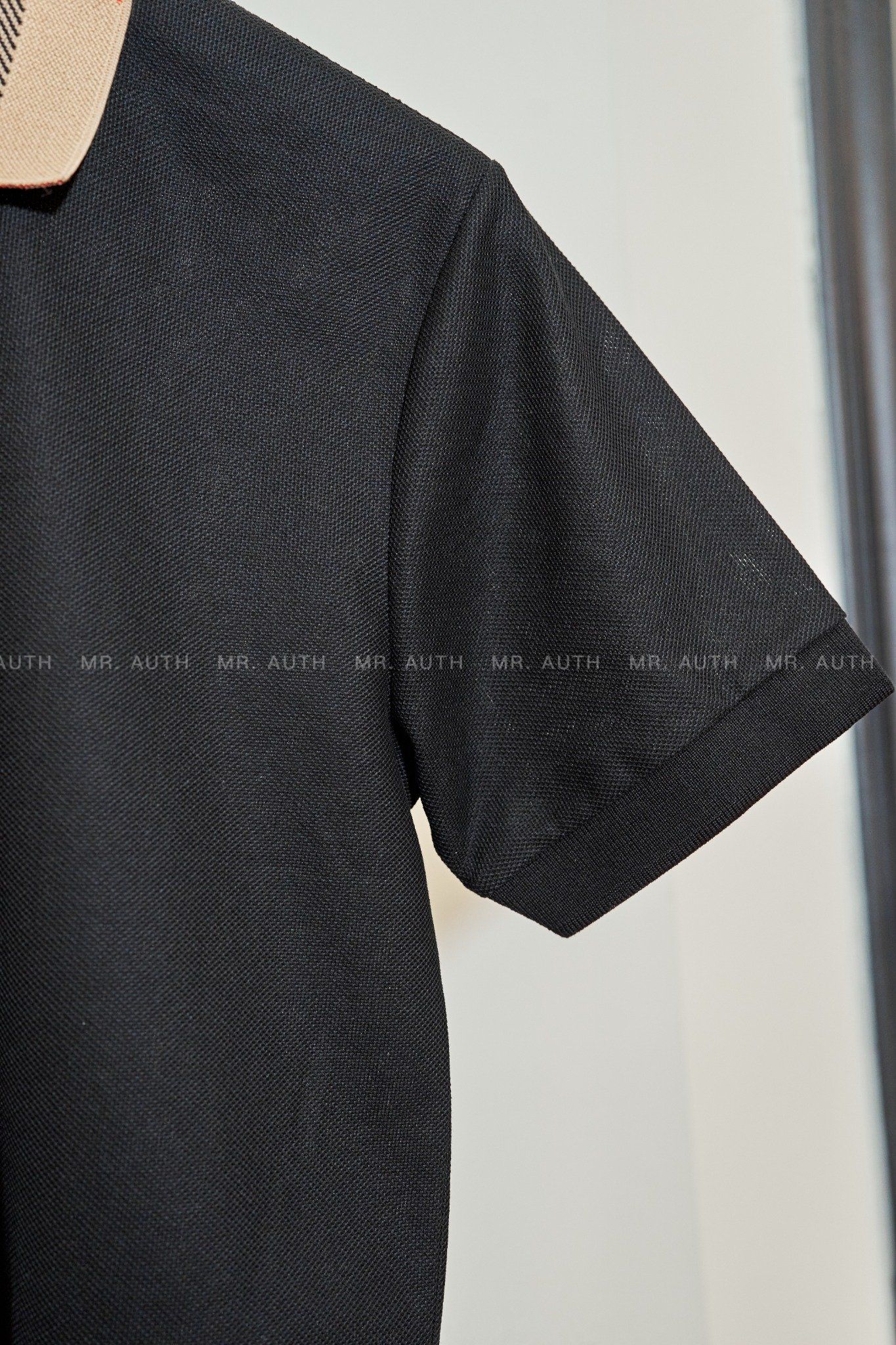 Burberry Check Collar Cotton Polo Shirt.