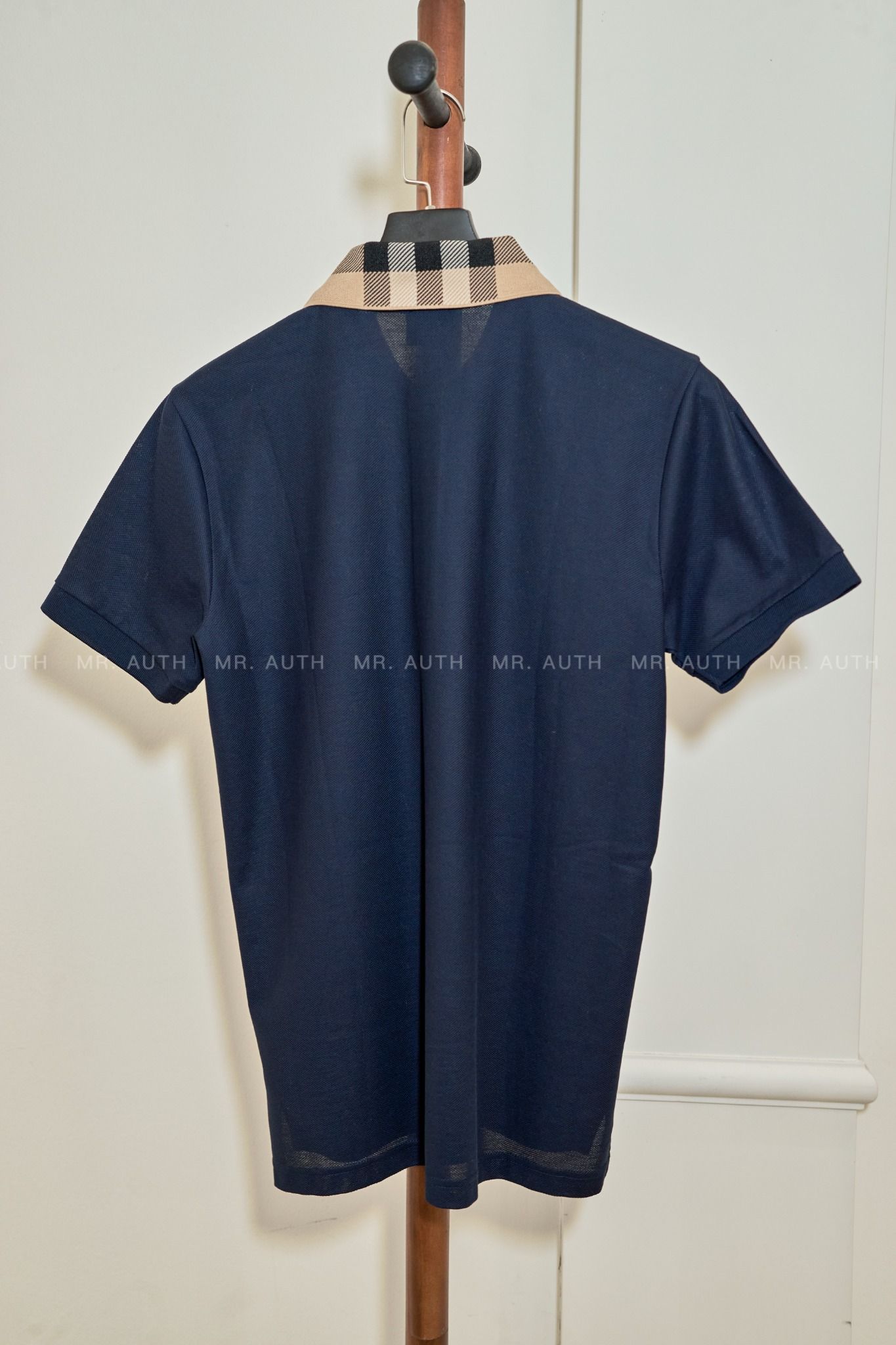 Burberry Check Collar Cotton Polo Shirt.