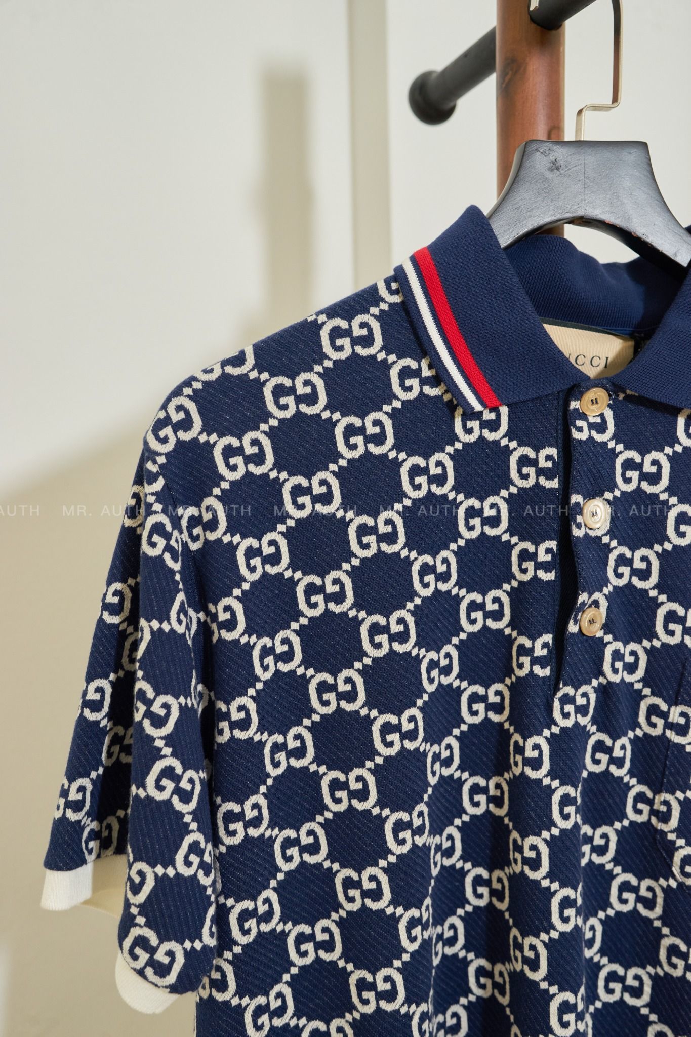 Gucci GG Cotton Jersey Jacquard Polo Shirt.
