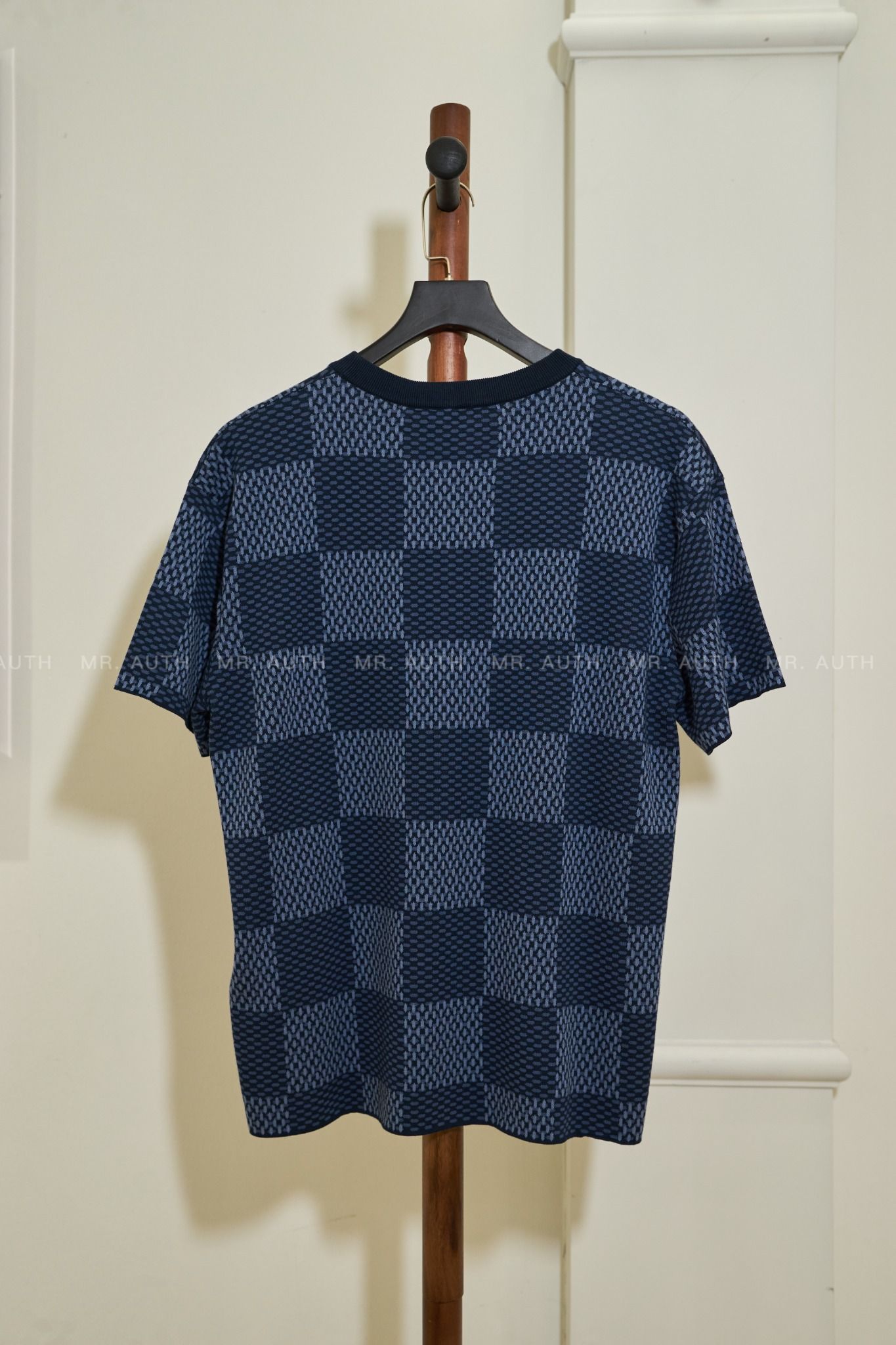 Louis Vuitton Jacquard Damier Short-Sleeved Cotton Crewneck.