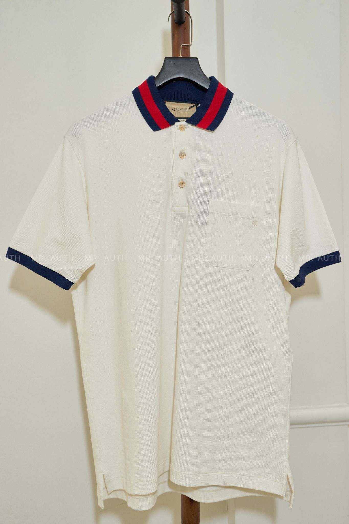 Gucci Cotton Piquet Polo With Web Collar.