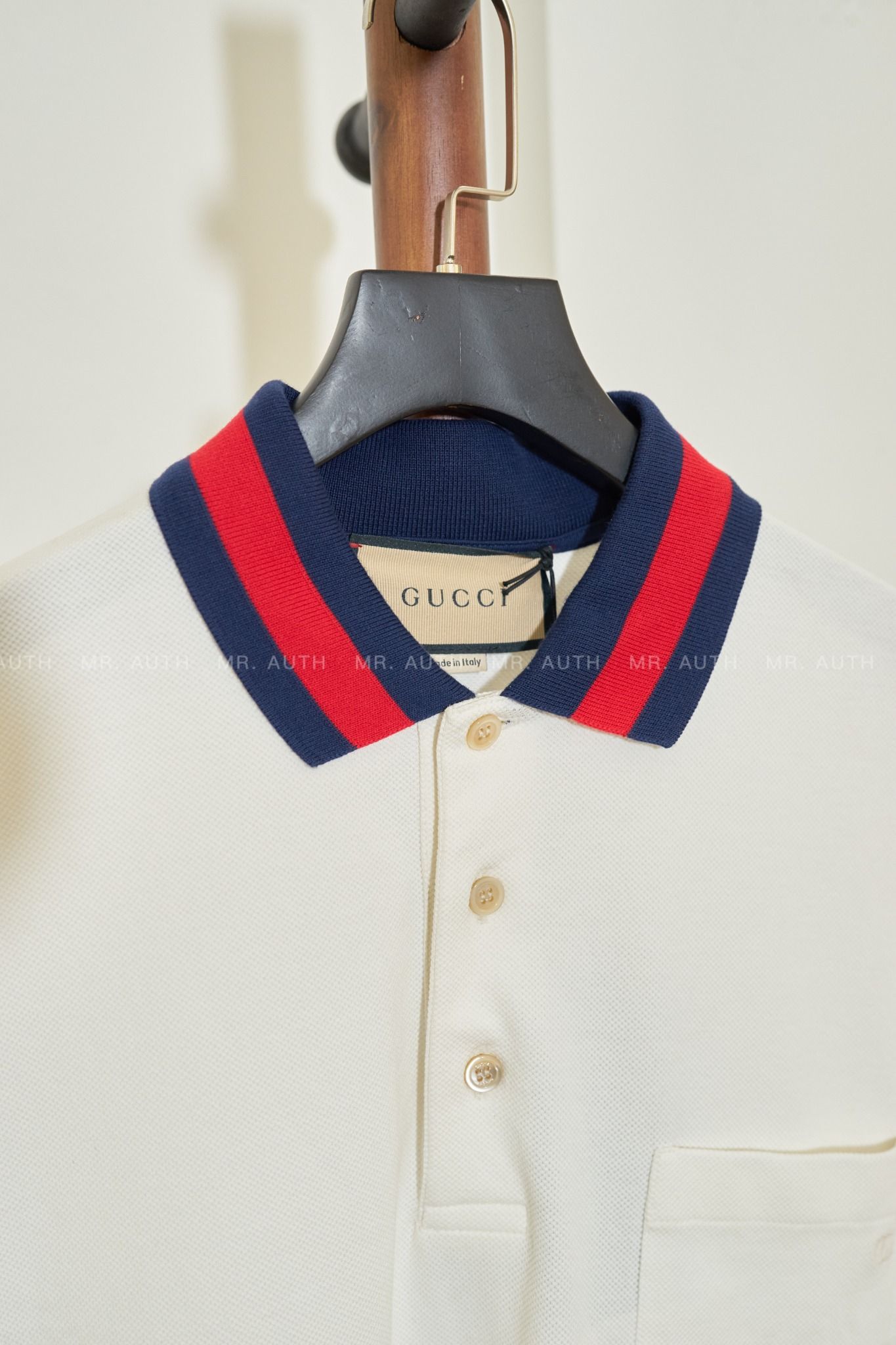 Gucci Cotton Piquet Polo With Web Collar.