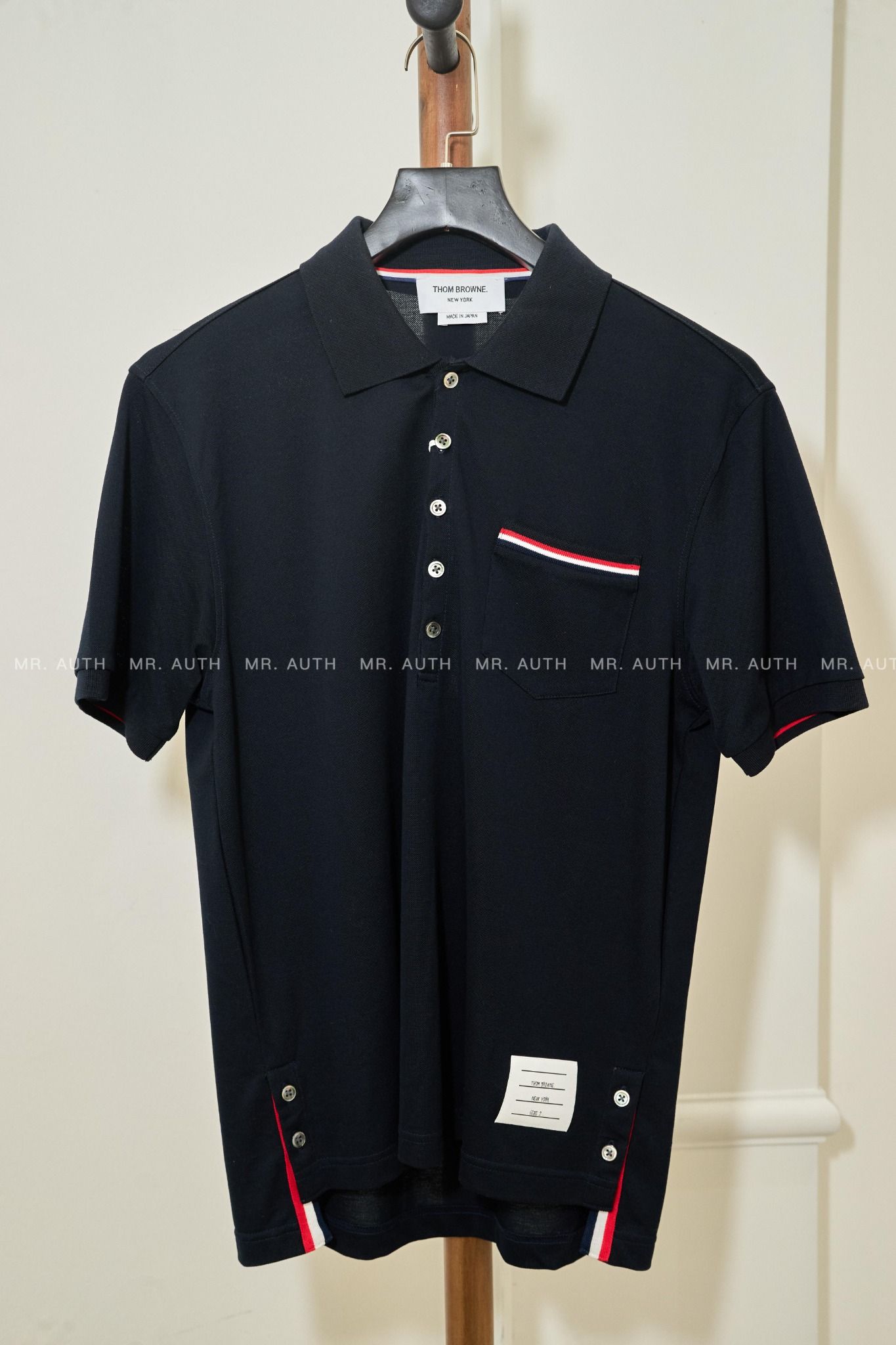 Thom Browne Tricolour Stripe Cotton-Piqué Polo Shirt.