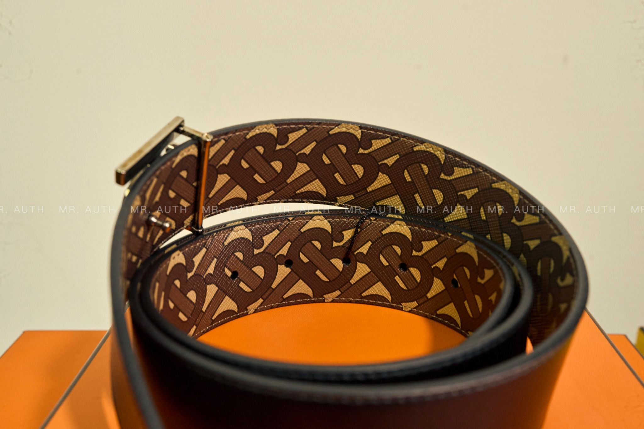 Burberry Monogram Motif Leather Belt.