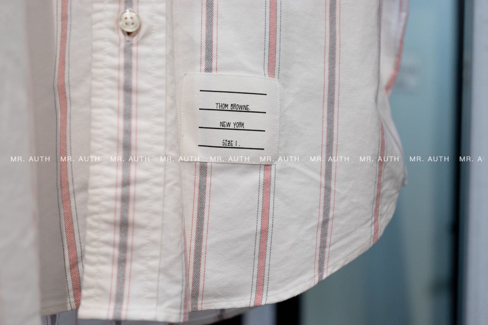 Thom Browne Oxford Cotton University Stripe Grosgrain Armband Shirt.