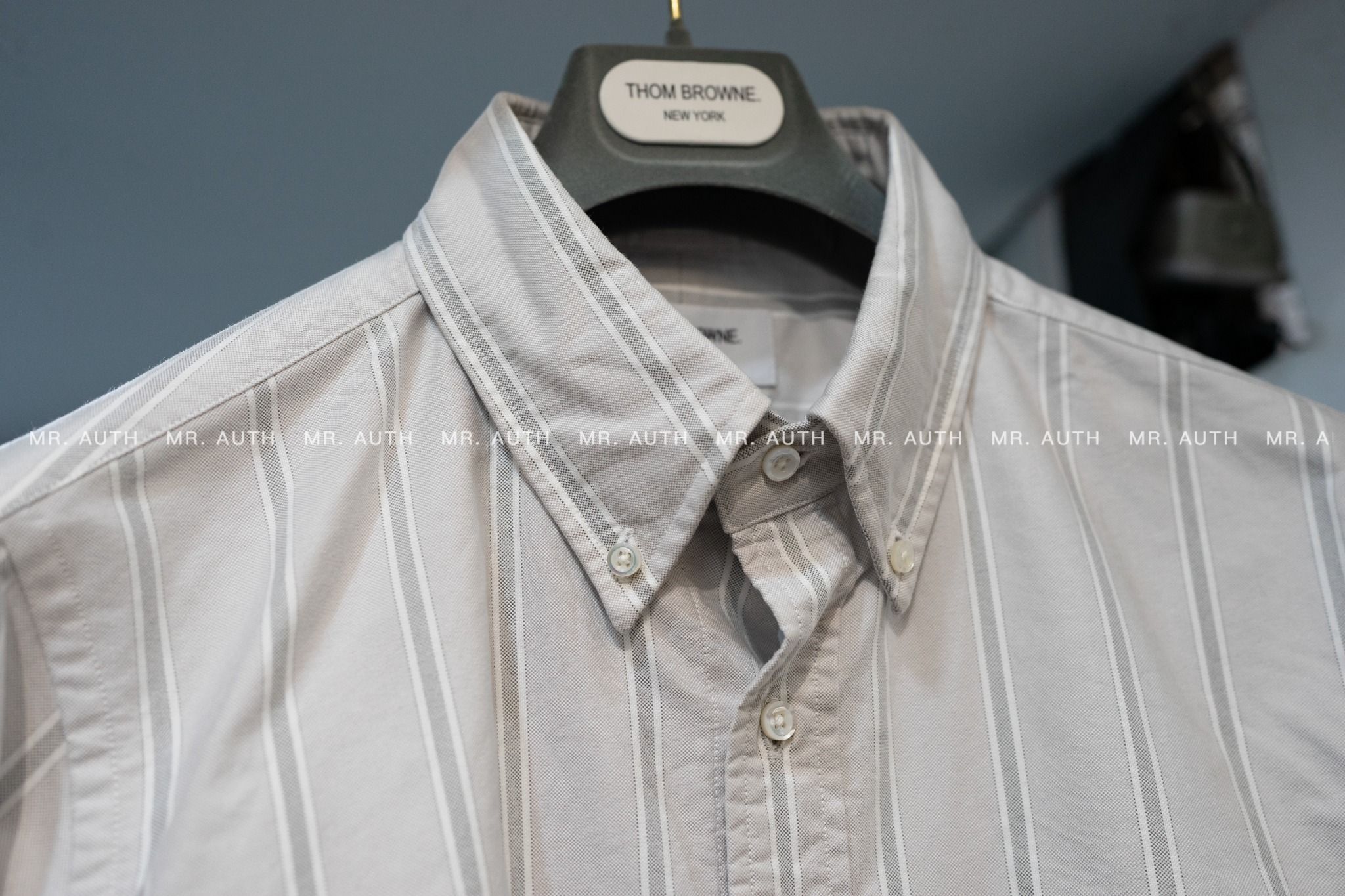 Thom Browne Oxford Cotton University Stripe Grosgrain Armband Shirt.