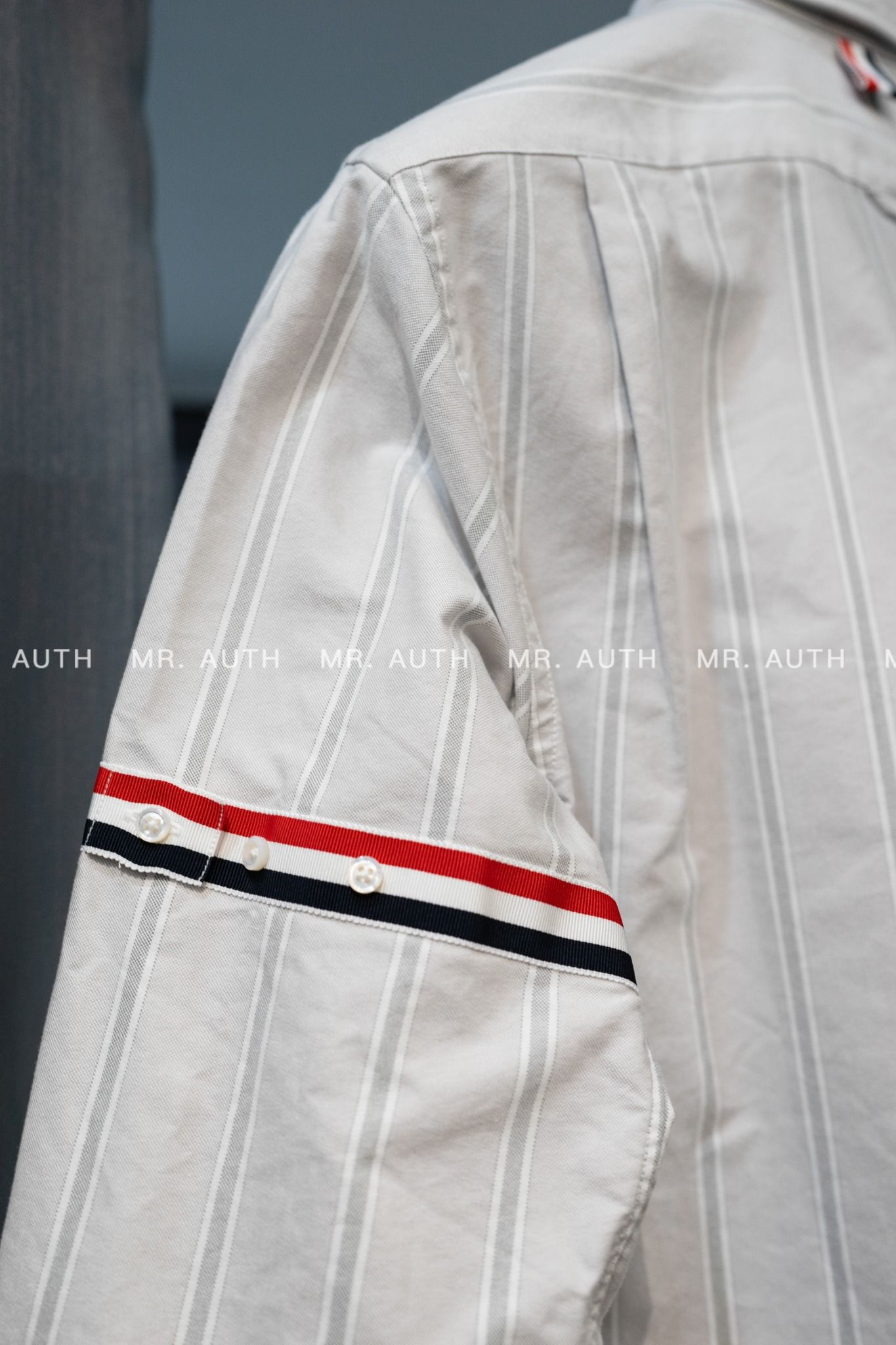 Thom Browne Oxford Cotton University Stripe Grosgrain Armband Shirt.