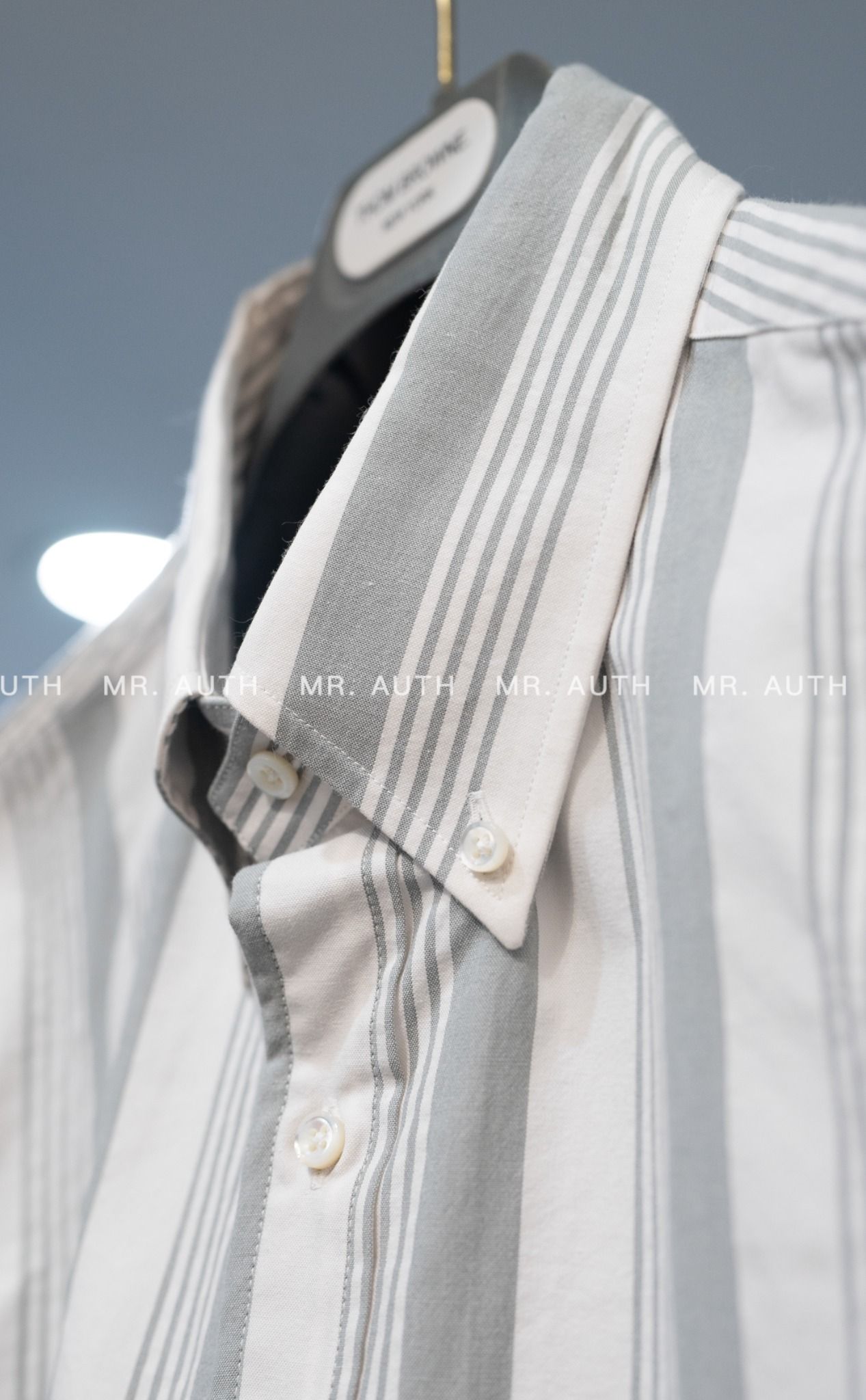 Thom Browne Oxford Cotton University Stripe Grosgrain Armband Shirt.
