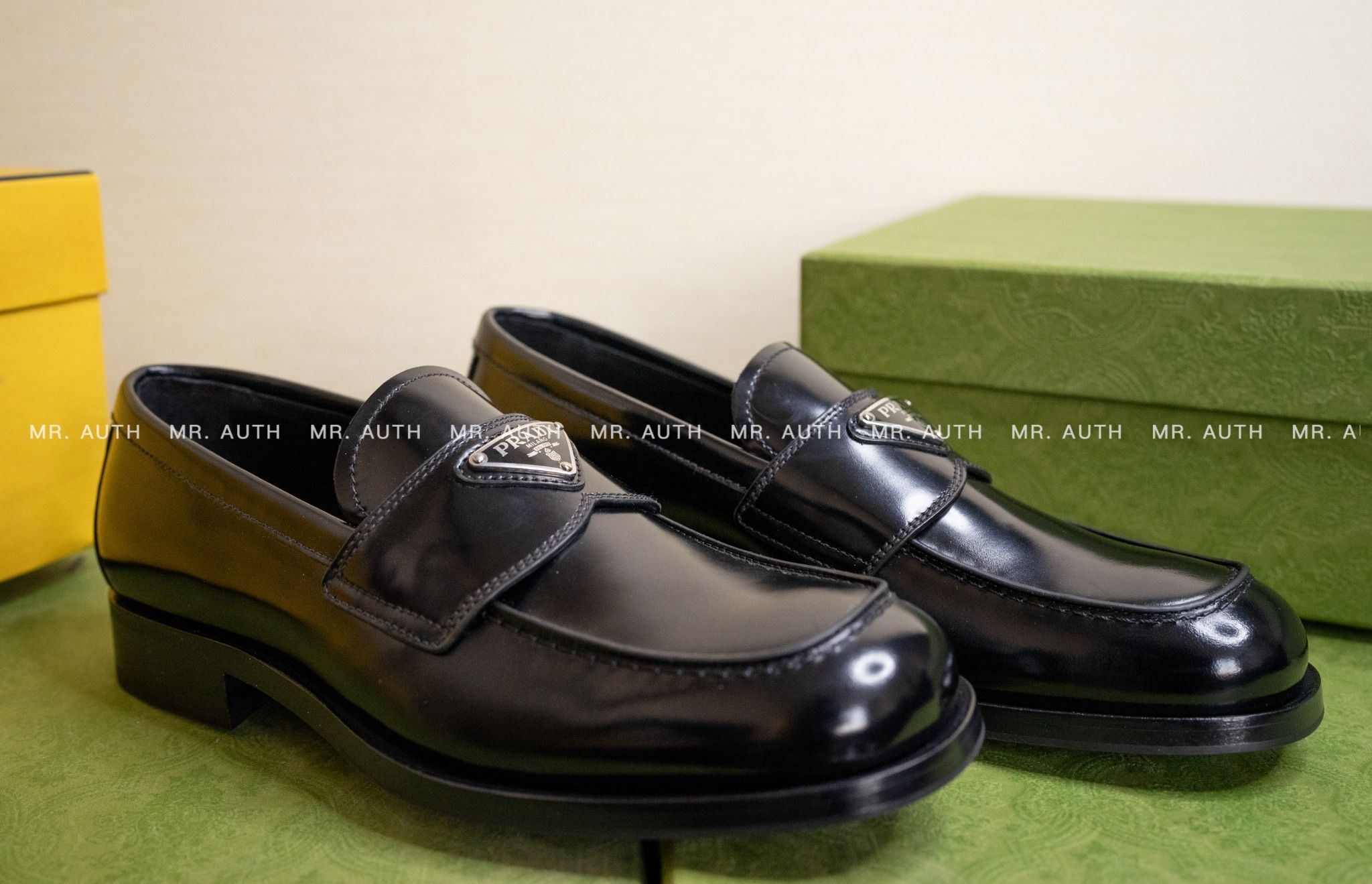 Prada Brushed Leather Loafers.