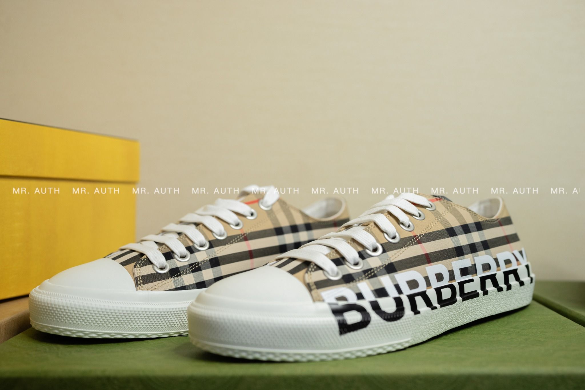Burberry Check Cotton Sneakers.