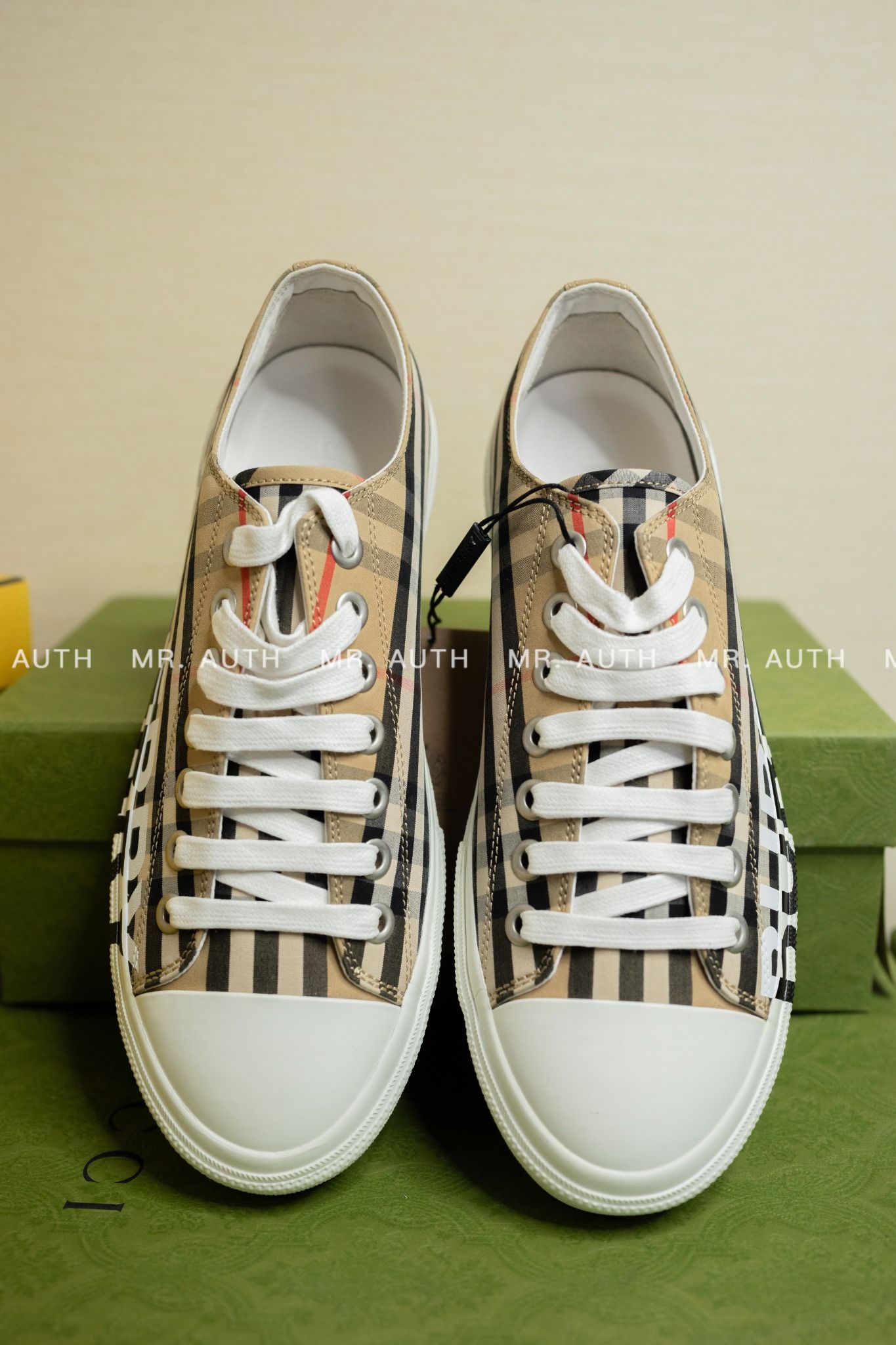 Burberry Check Cotton Sneakers.