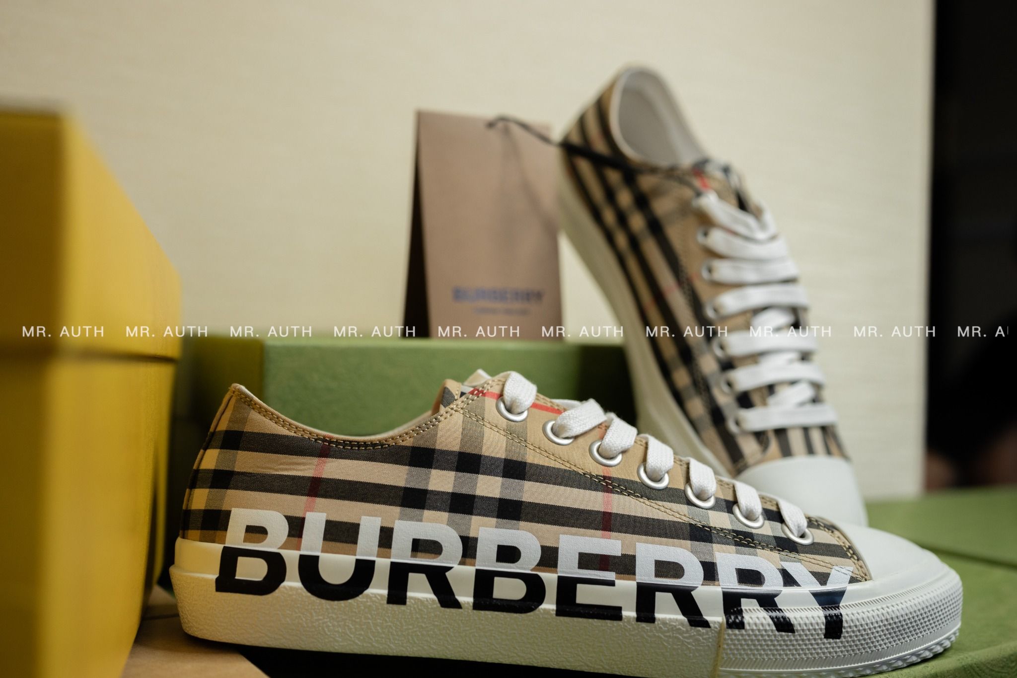 Burberry Check Cotton Sneakers.