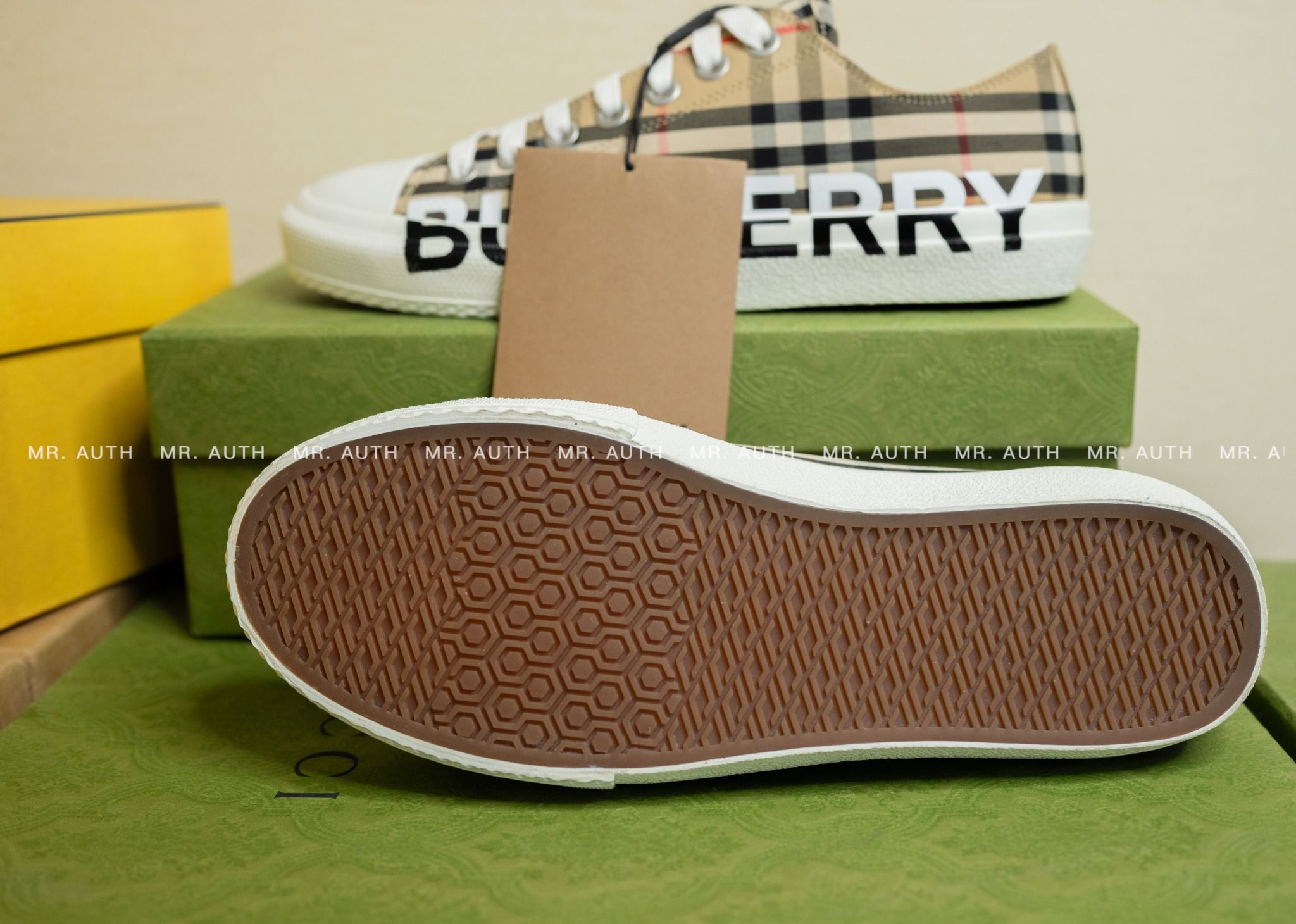 Burberry Check Cotton Sneakers.