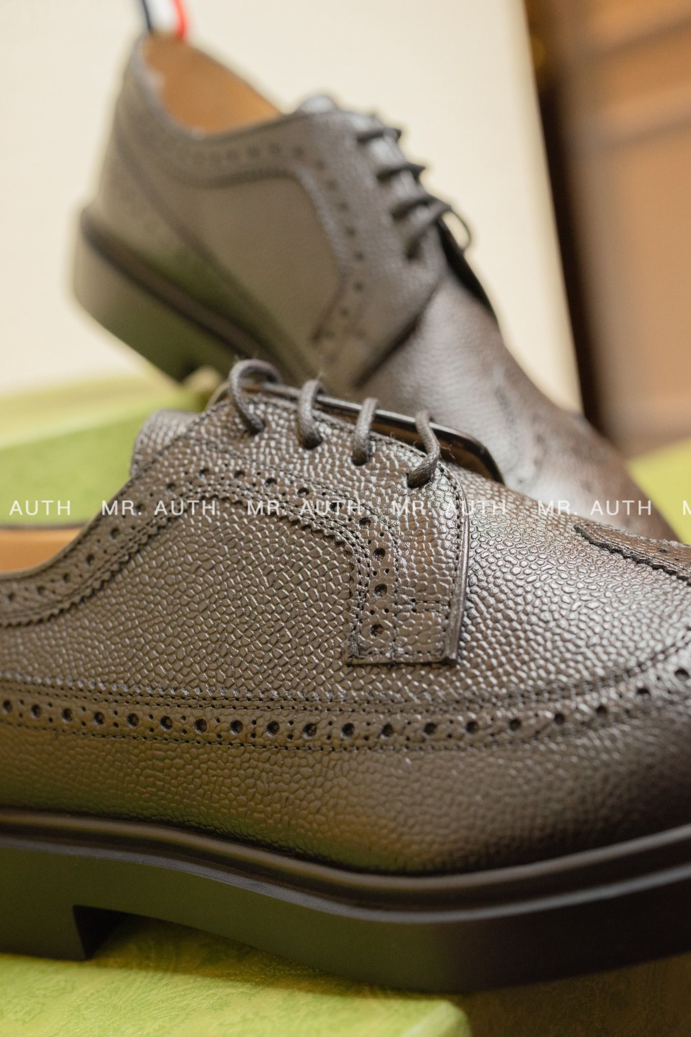 Thom Browne Longwing Brogue W/ Lightweight Rubber Sole In Box Calf.