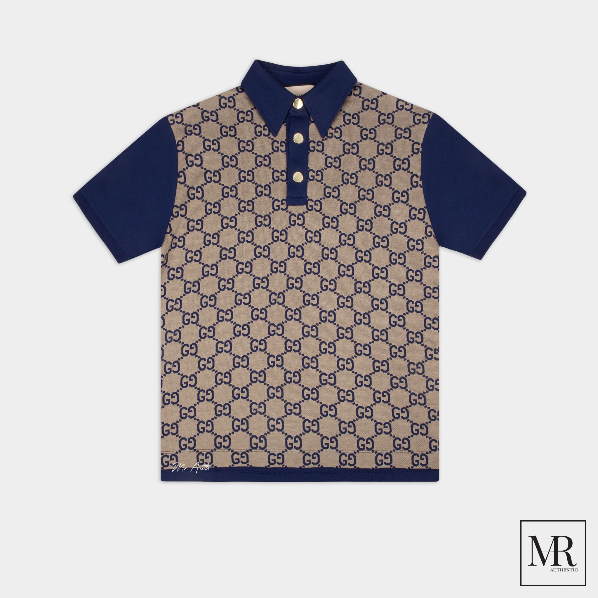Áo Gucci Maxi GG Silk Cotton Polo.