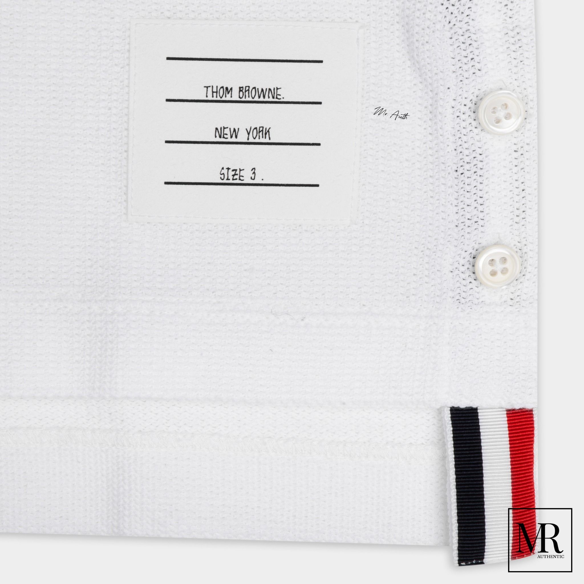 Áo phông Thom Browne Textured Cotton Stripe Short Sleeve Tee.