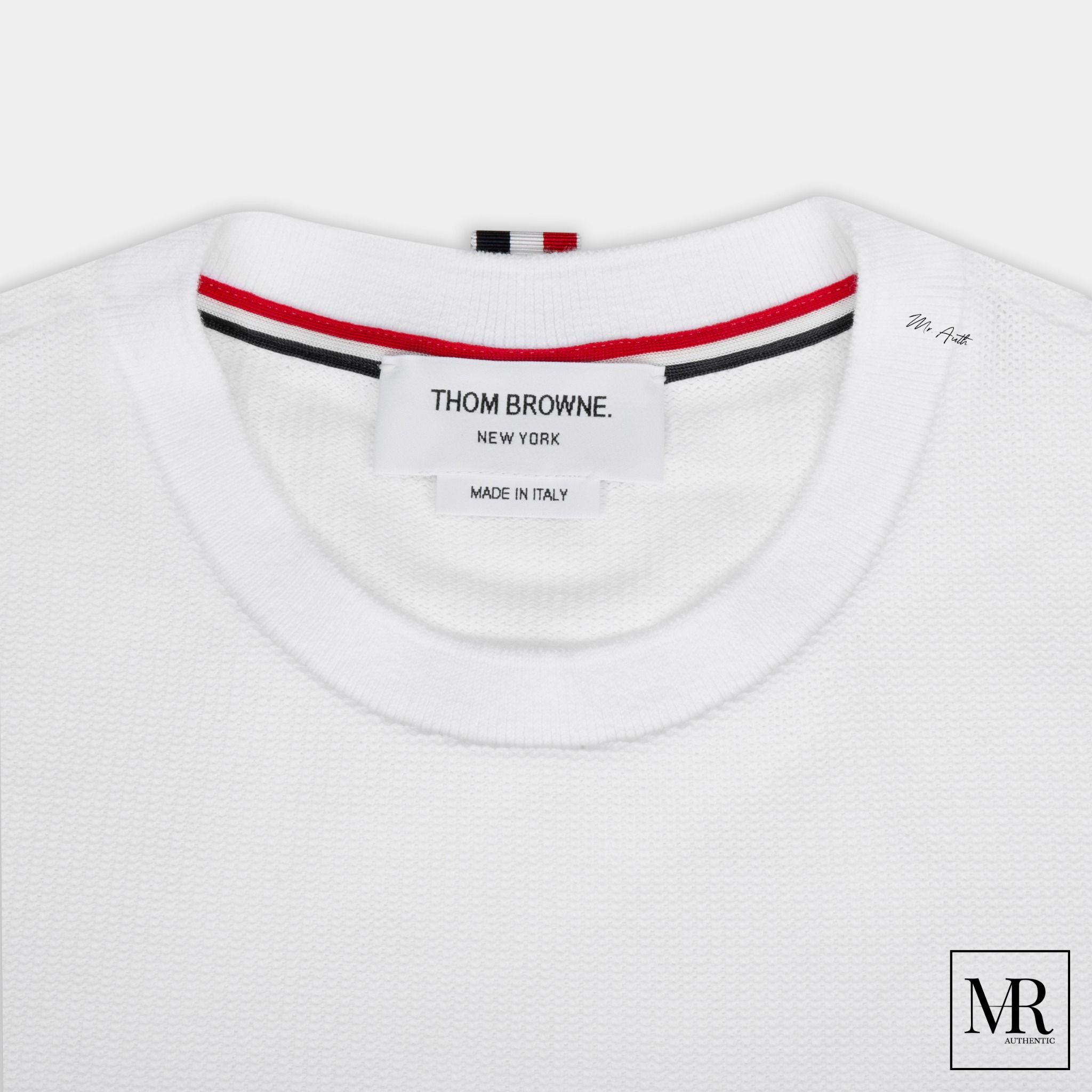 Áo phông Thom Browne Textured Cotton Stripe Short Sleeve Tee.
