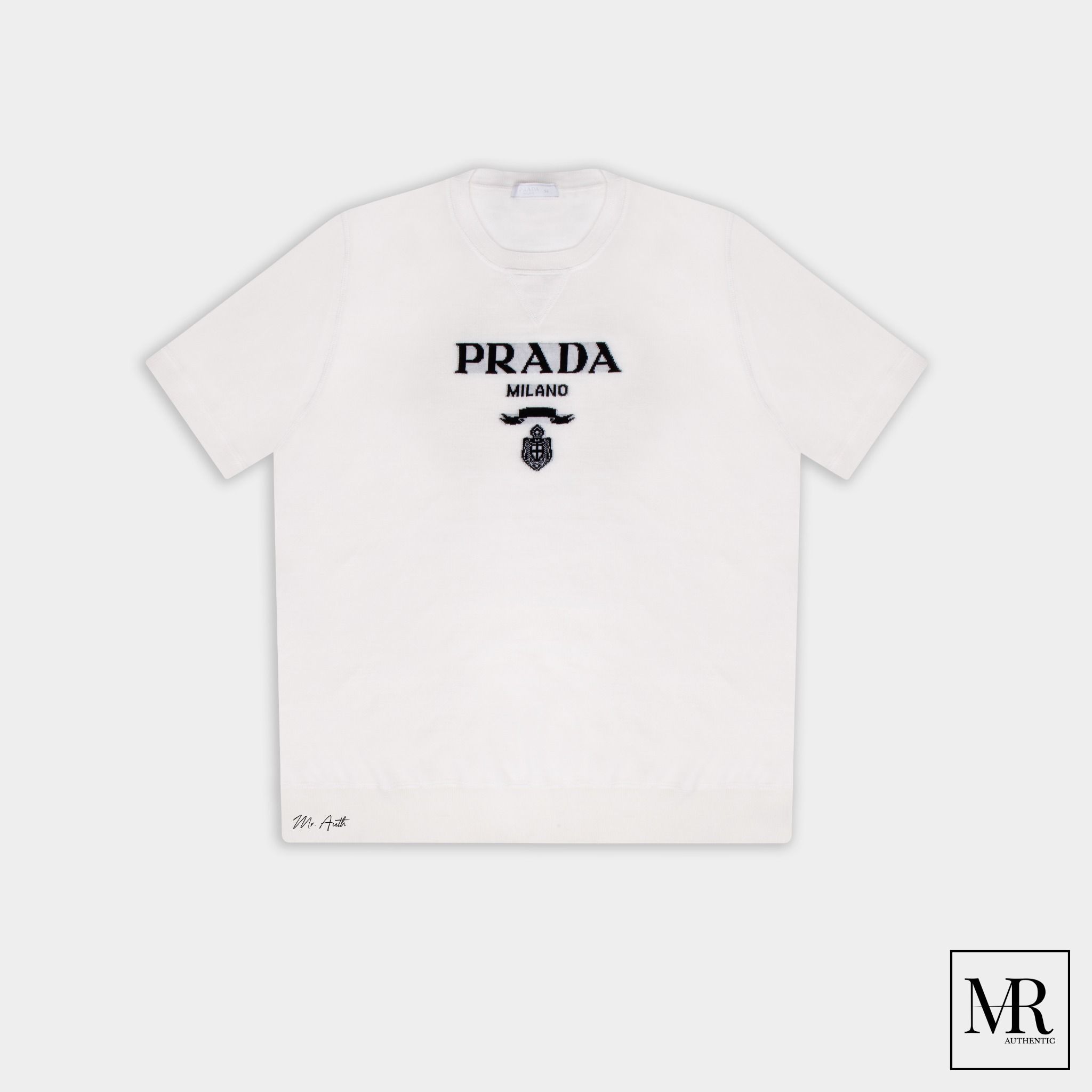 Áo Prada Logo-intarsia Knitted Short-sleeve Top.