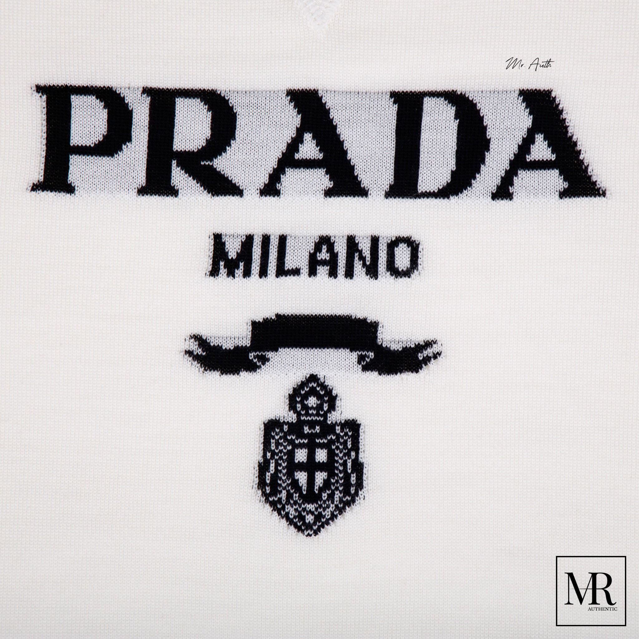 Áo Prada Logo-intarsia Knitted Short-sleeve Top.