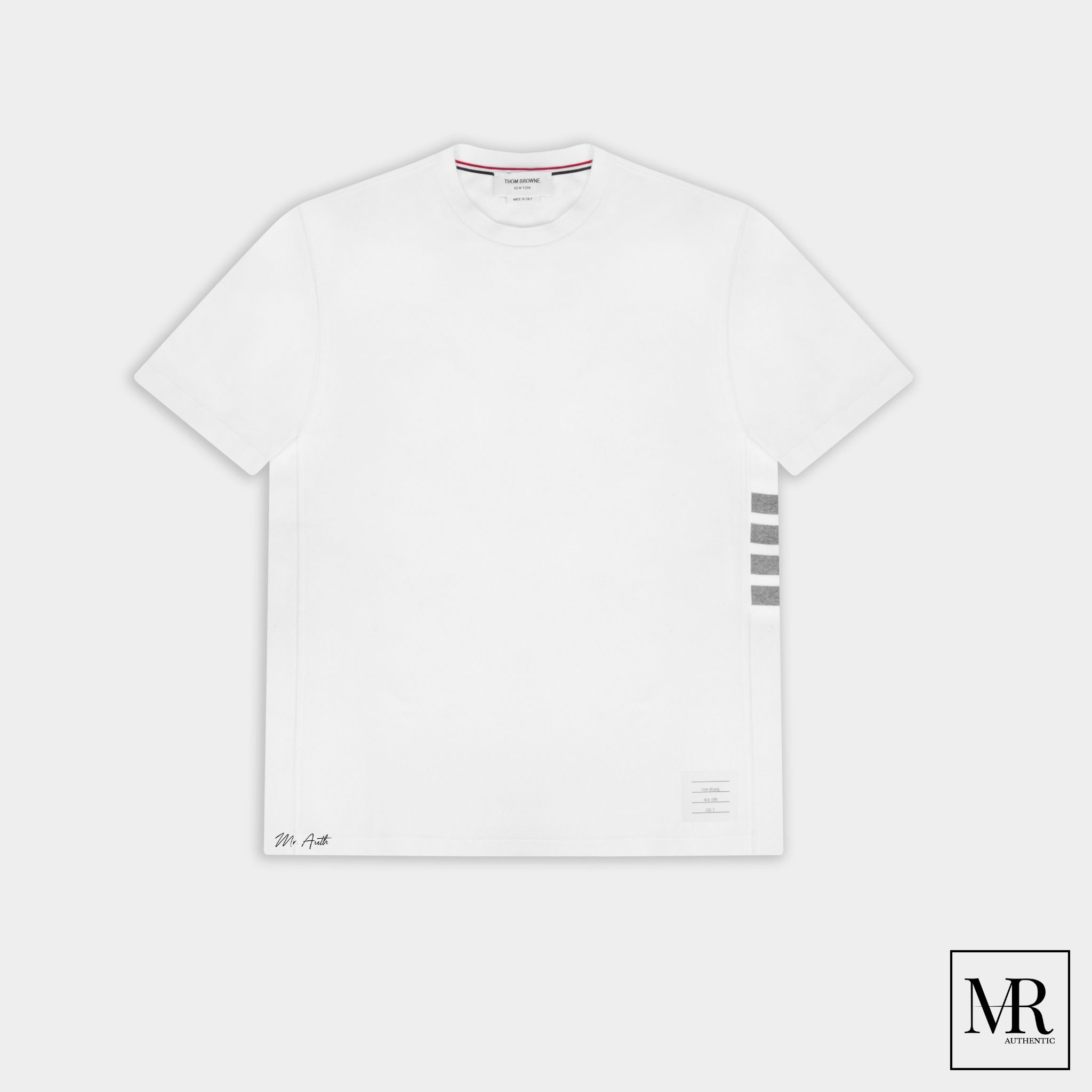 Áo Thom Browne Light Grey Classic Pique Rib Side Insert 4-Bar T-shirt.