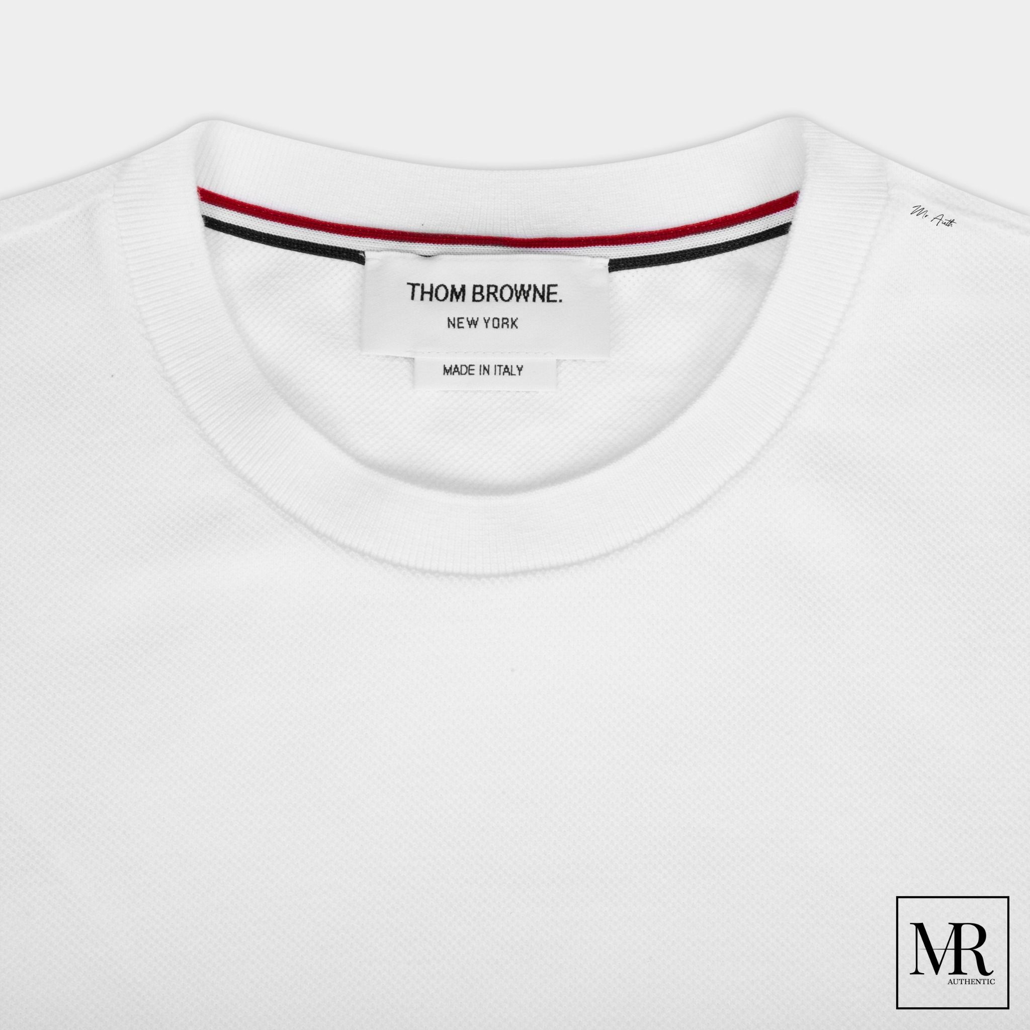 Áo Thom Browne Light Grey Classic Pique Rib Side Insert 4-Bar T-shirt.