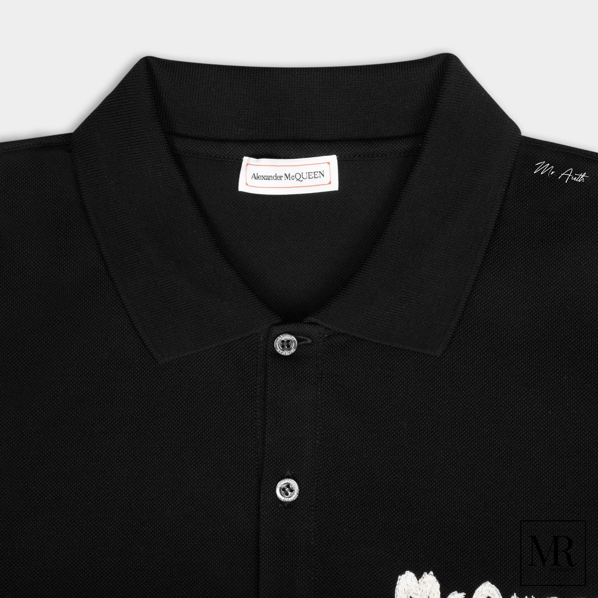 Áo Alexander Mcqueen Embroidered Graffiti Polo.