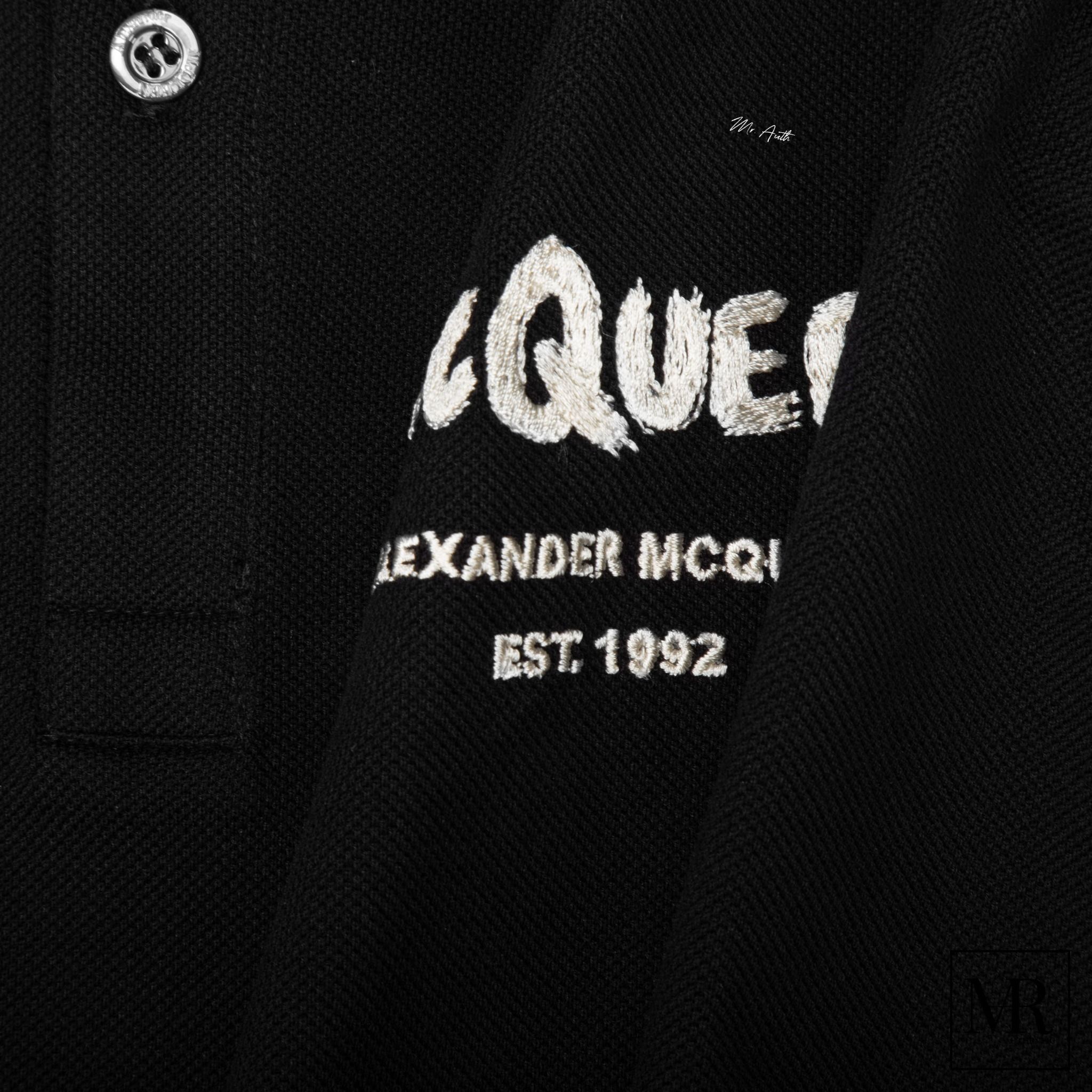 Áo Alexander Mcqueen Embroidered Graffiti Polo.