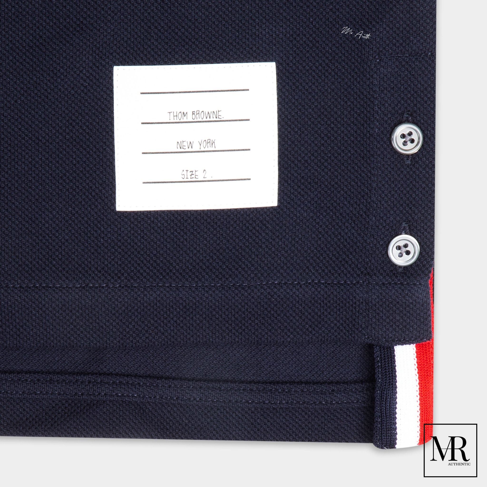 Áo Thom Browne Cotton Pique Center Back Stripe Relaxed Fit Tee.