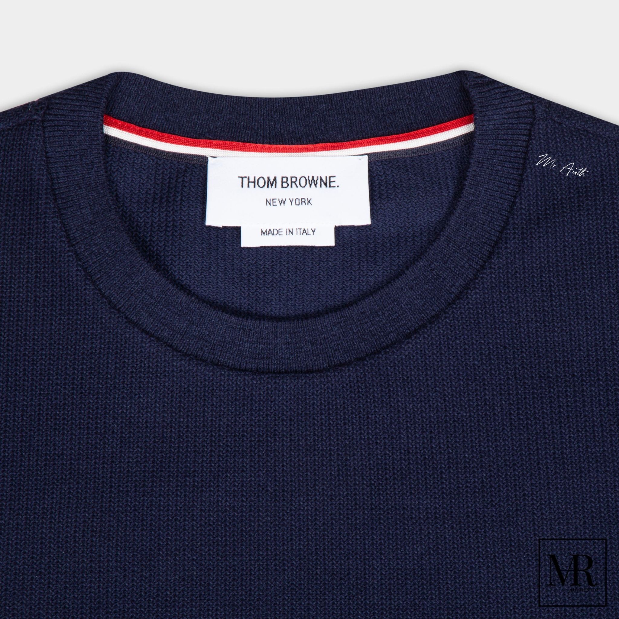Áo phông Thom Browne Textured Cotton Stripe Short Sleeve Tee.