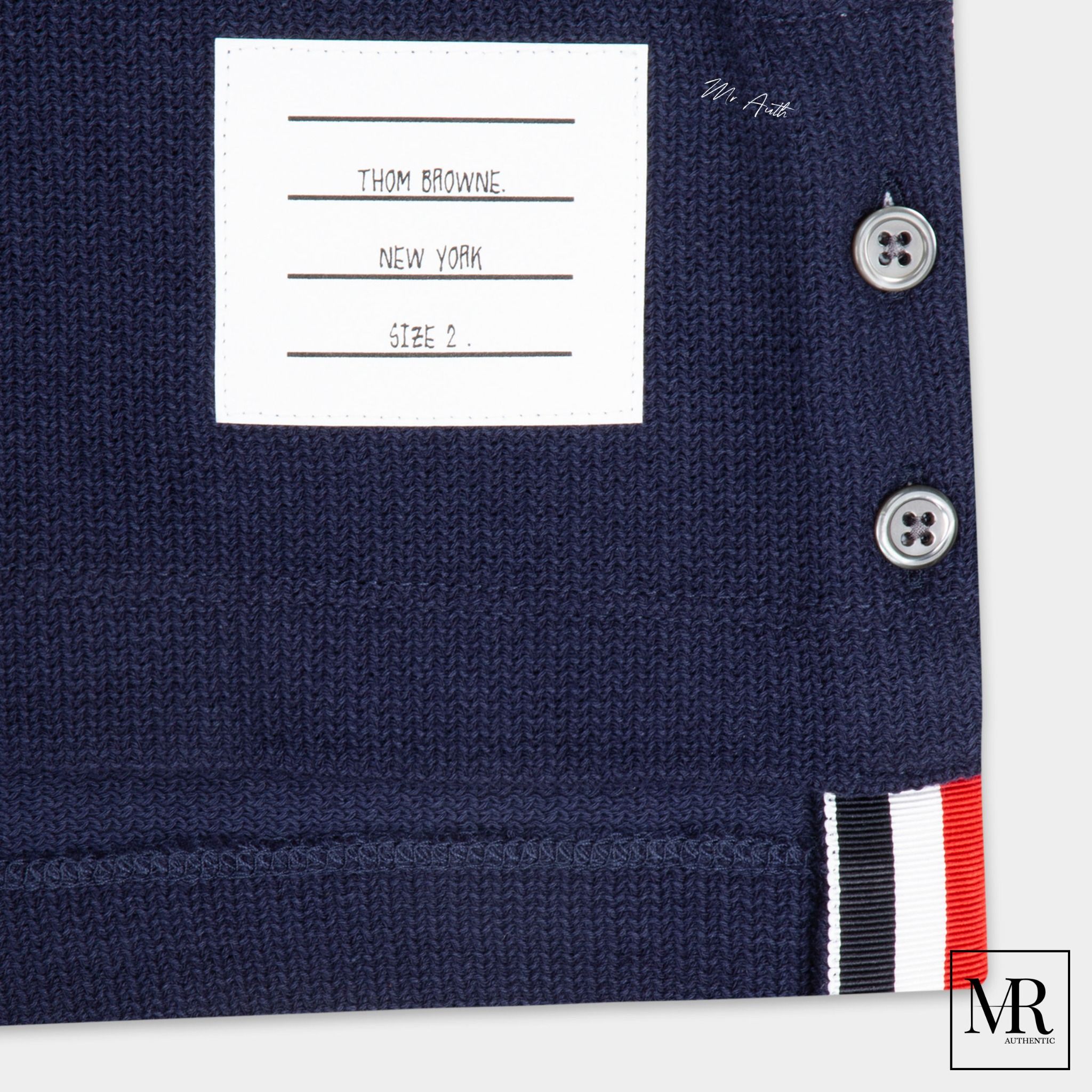 Áo phông Thom Browne Textured Cotton Stripe Short Sleeve Tee.