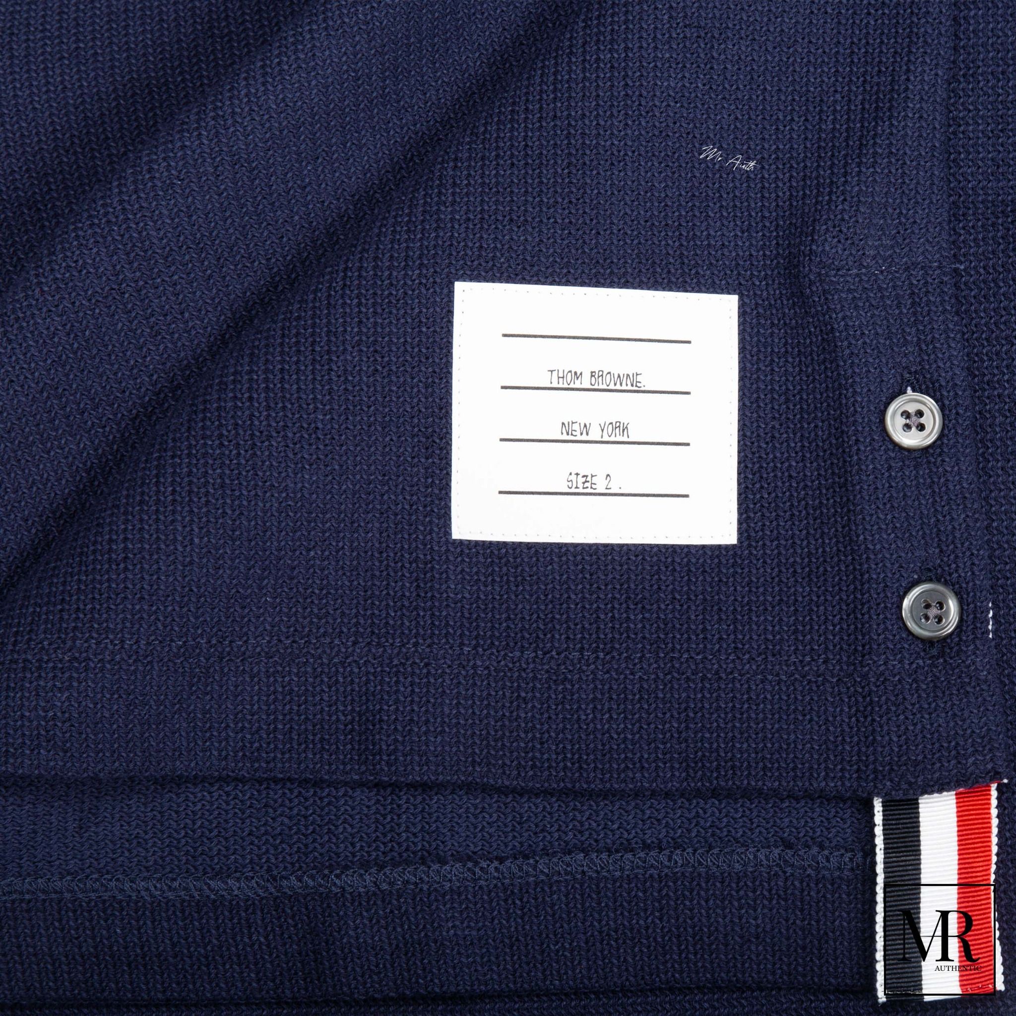 Áo phông Thom Browne Textured Cotton Stripe Short Sleeve Tee.