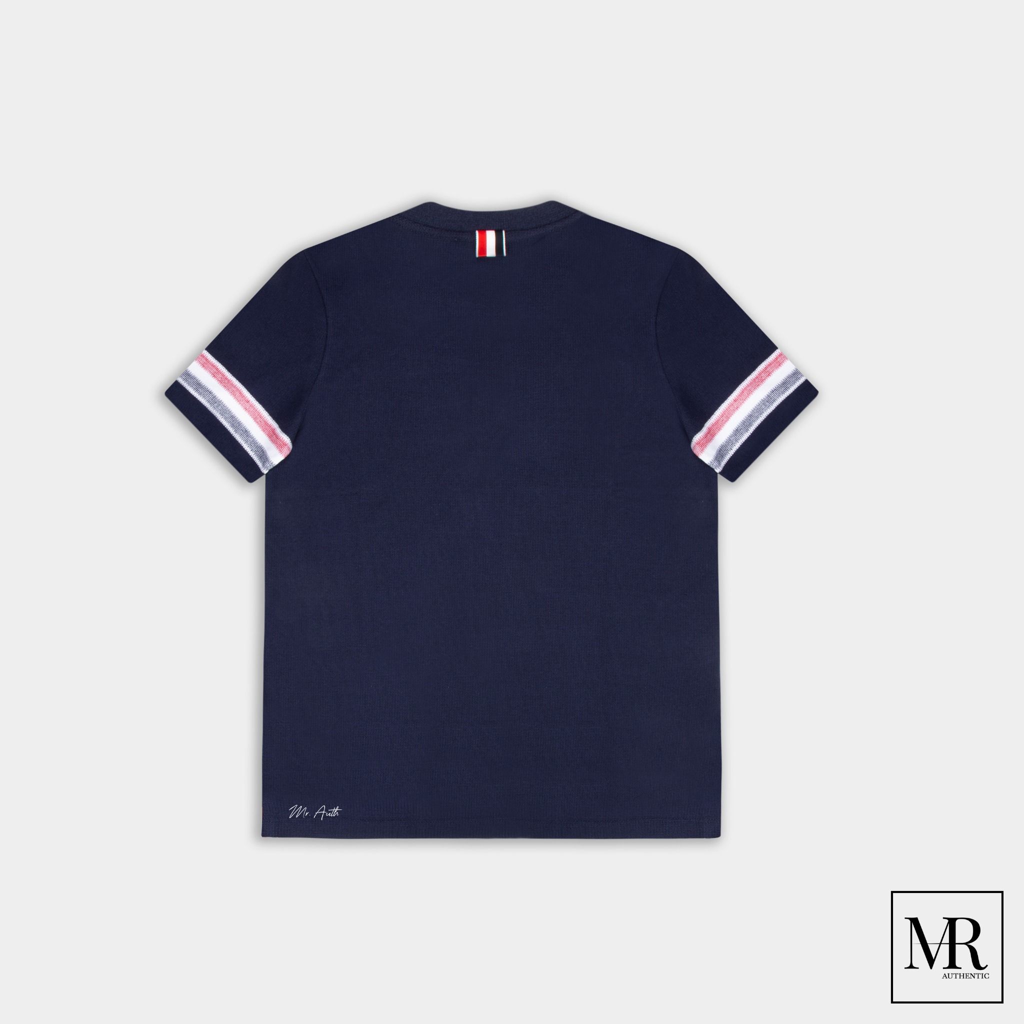 Áo phông Thom Browne Textured Cotton Stripe Short Sleeve Tee.
