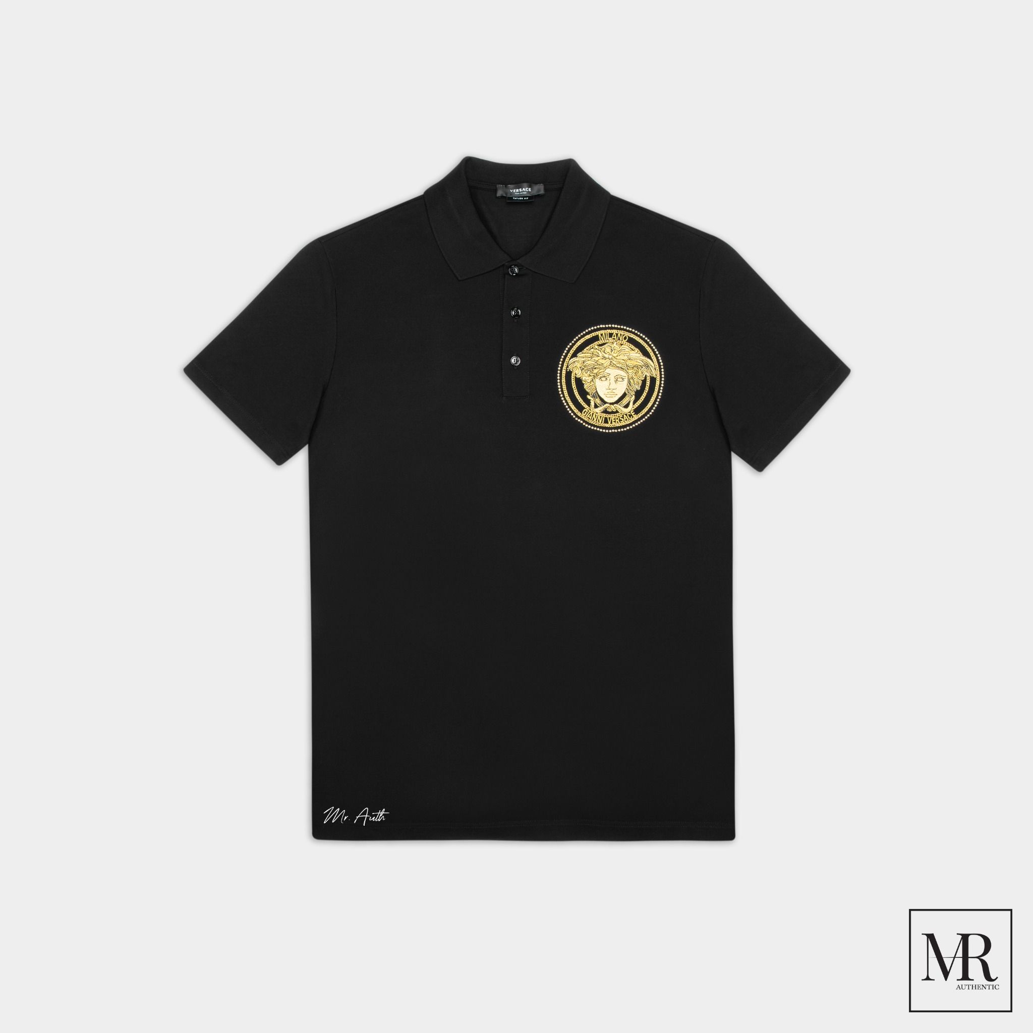 Áo Versace Embroidered Medusa Polo Shirt.